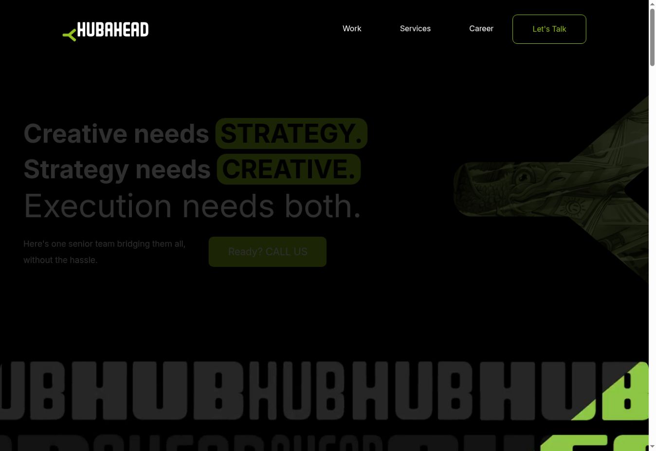 Hub Ahead brand website homepage